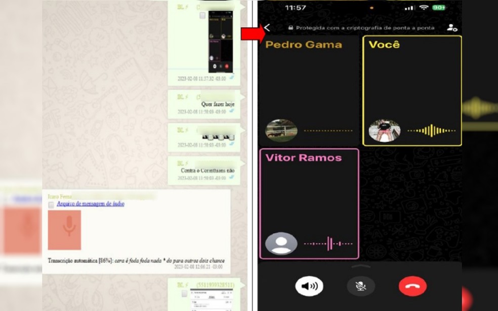 Conversa no celular de Victor Ramos, apreendido na investigação de manipulação de resultados de jogos — Foto: Reprodução/MPGO