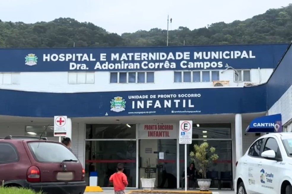 Criança morreu após dar entrada em hospital de Mongaguá (SP) — Foto: Matheus Croce/TV Tribuna