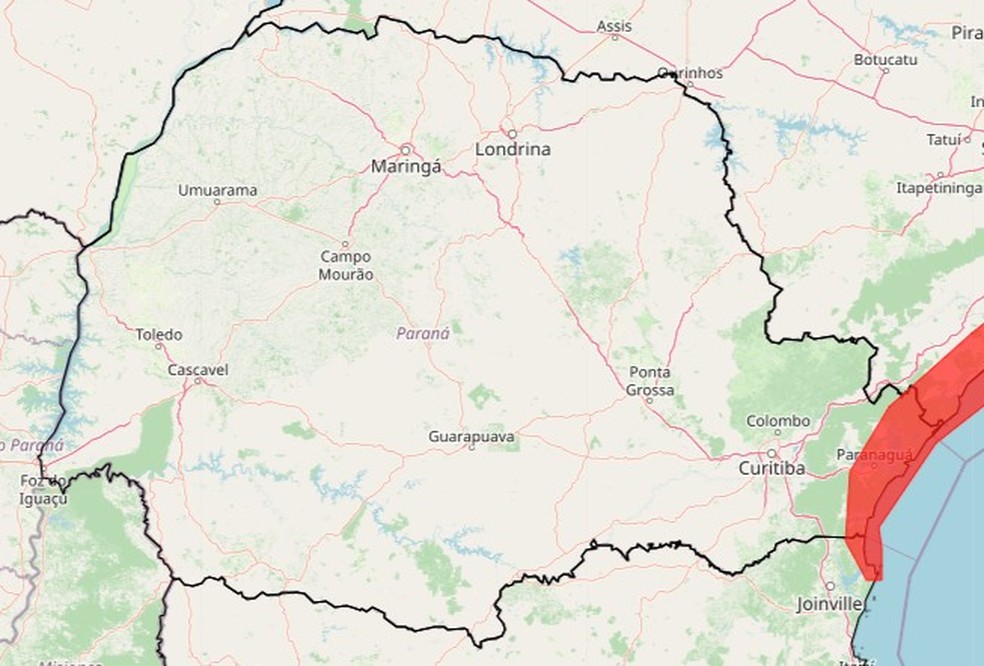 Alerta vermelho do Inmet — Foto: Reprodução/Inmet