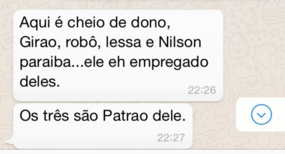 Print de tela enviada para o celular de Gargalhone por uma mulher em 2018 — Foto: Reprodução
