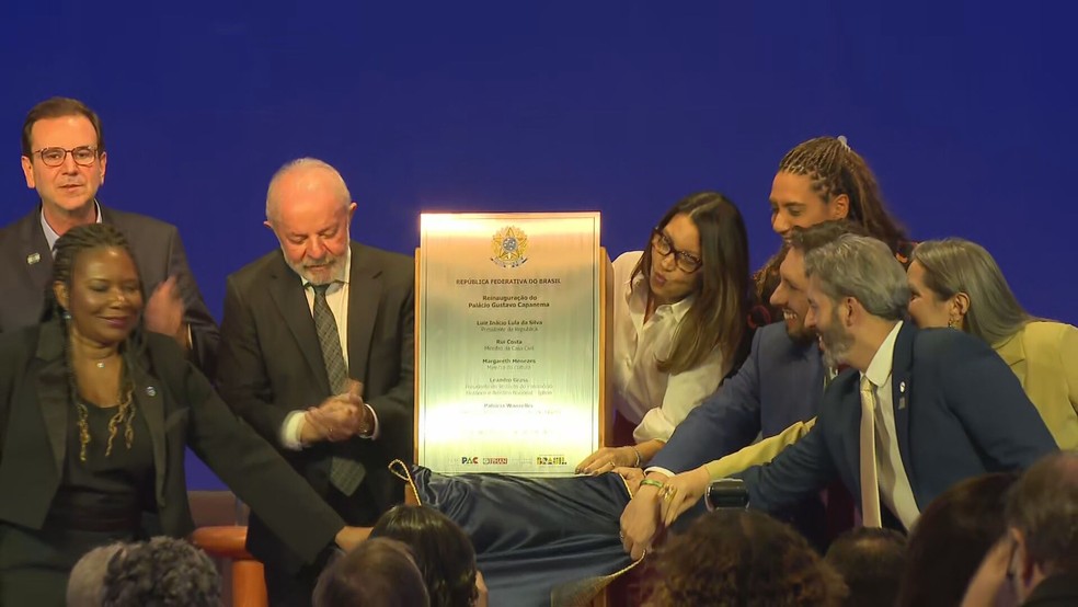 Lula participa de reinauguração do Palácio Capanema — Foto: Reprodução/TV Globo