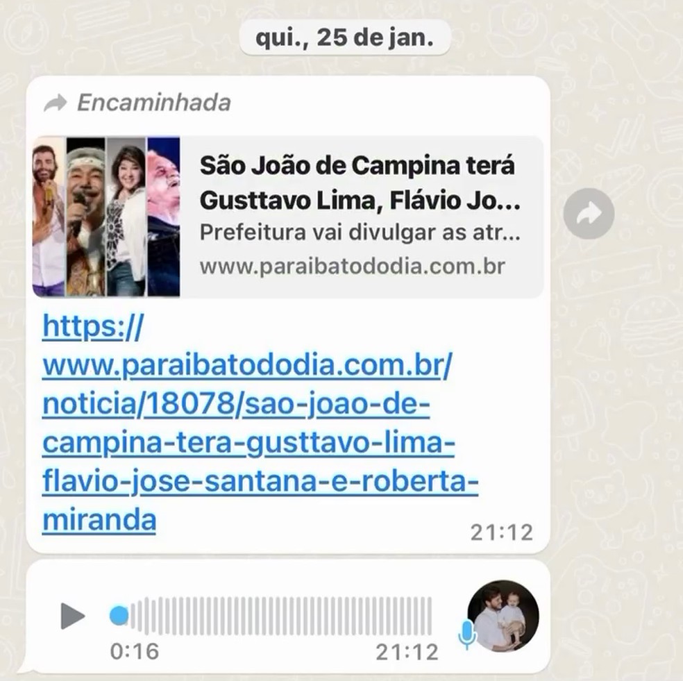 Prefeito Bruno Cunha Lima teria enviado mensagens para Roberta Miranda falando sobre participao dela no So Joo de Campina Grande  Foto: Roberta Miranda