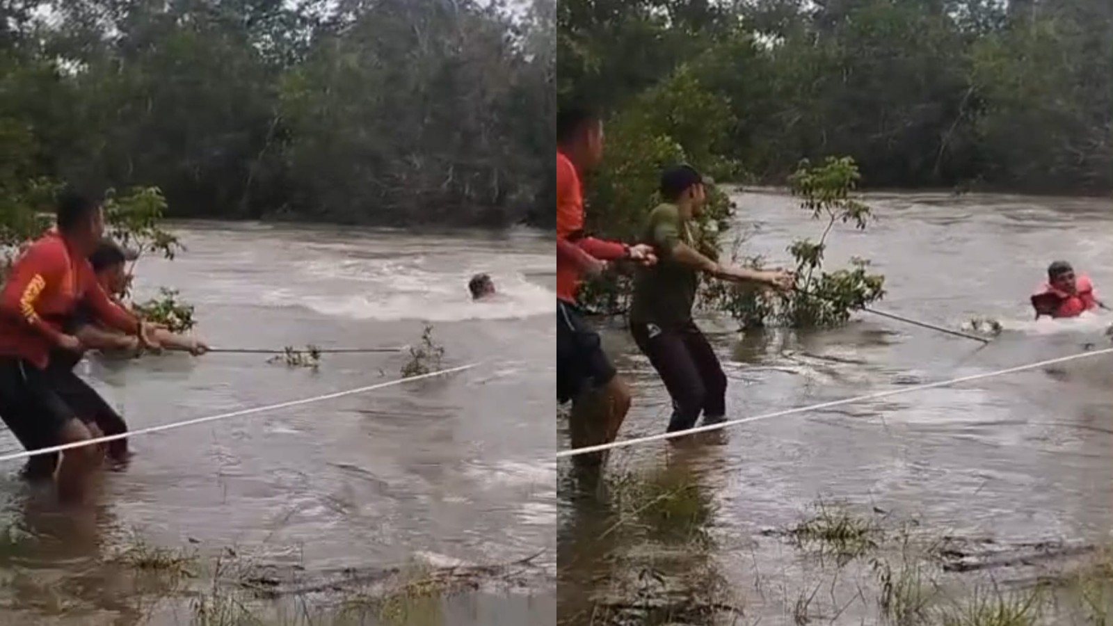 Vídeo: pescadores são resgatados após ficarem presos em correnteza de rio no Piauí