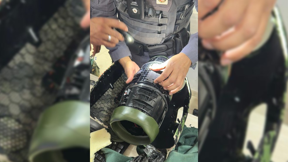 2 de 2
Suspeito foi preso pela Pol&iacute;cia Federal ap&oacute;s policiais desconfiarem do peso da caixa &mdash; Foto: Pol&iacute;cia Militar Rodovi&aacute;ria