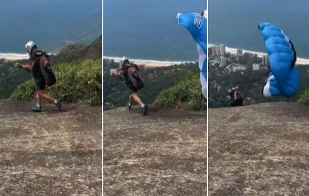 Queda foi filmada por uma turista — Foto: Reprodução