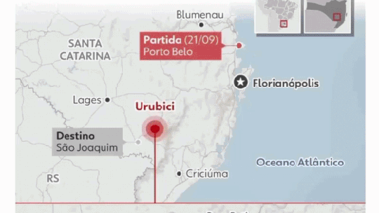 Veja a rota do voo e os locais onde foram emitidos os últimos sinais