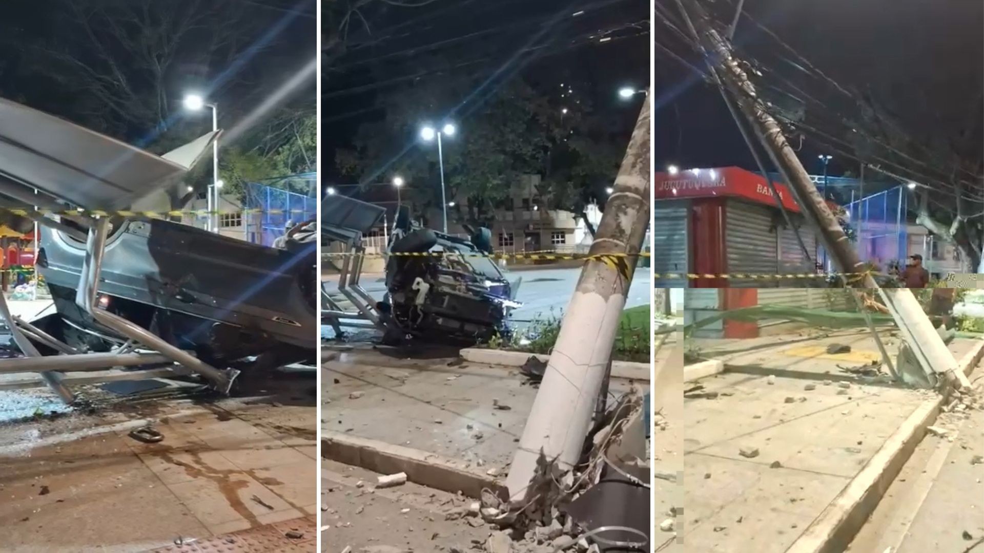 Motorista embriagado derruba poste e ponto de ônibus em Vitória; ele tinha mandado de prisão por violência doméstica