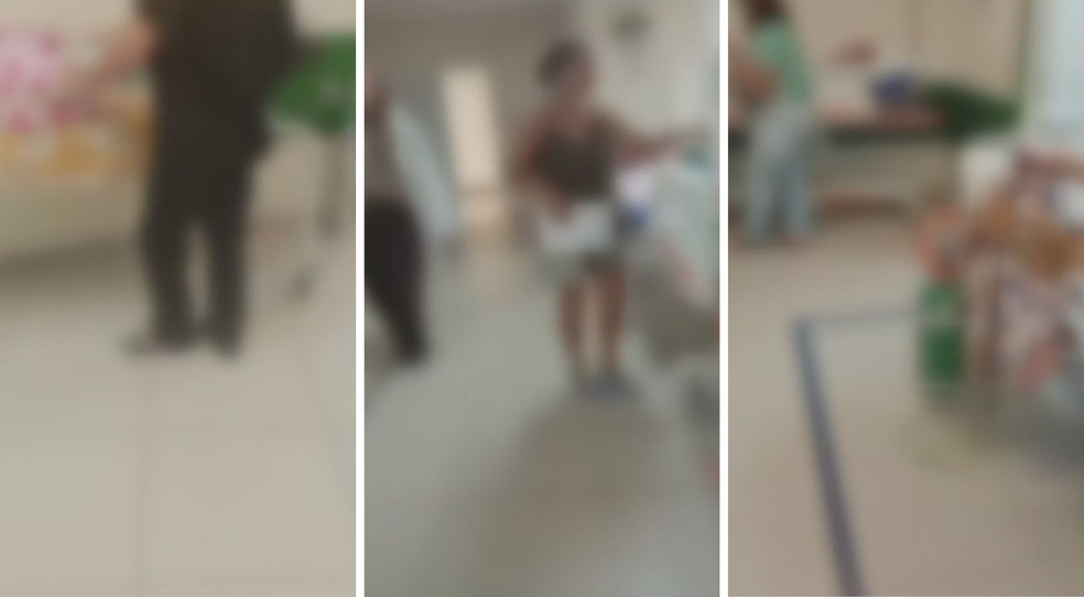 Vídeos enviados à TV TEM mostram pacientes em macas nos corredores do HR — Foto: TV TEM/Reprodução