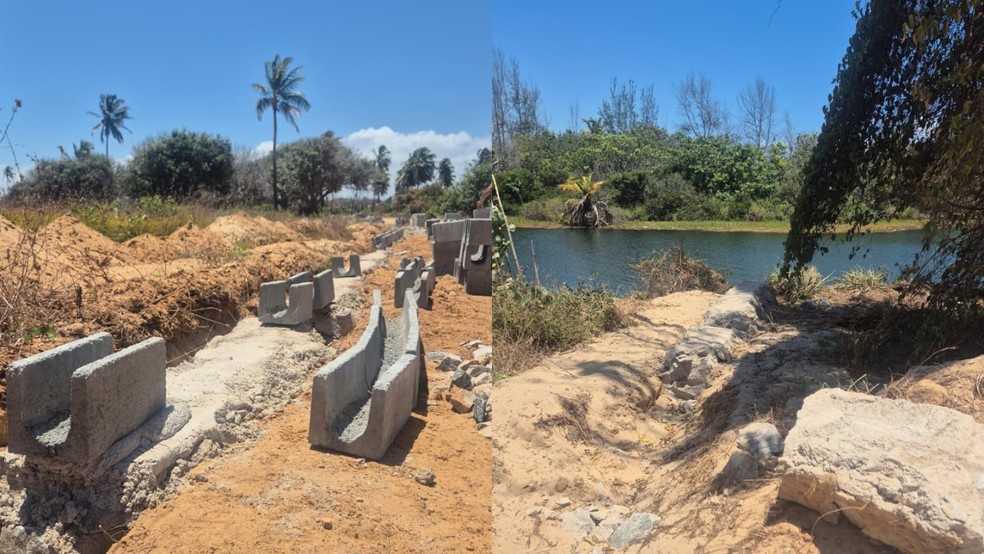 Construção de muro levanta debate em paraíso natural do Ceará. — Foto: Gabriela Feitosa/g1 CE