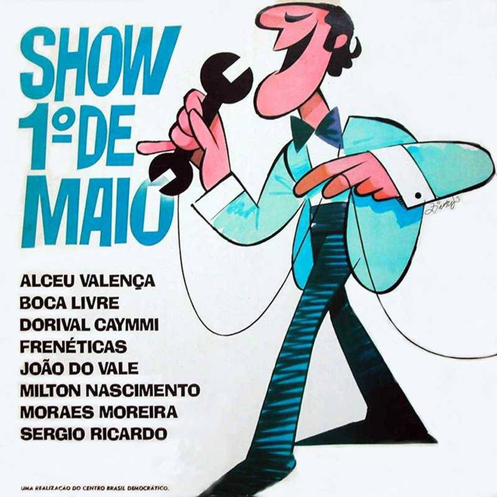 Capa do LP Show 1 de maio, de 1980  Foto: Arte de Ziraldo