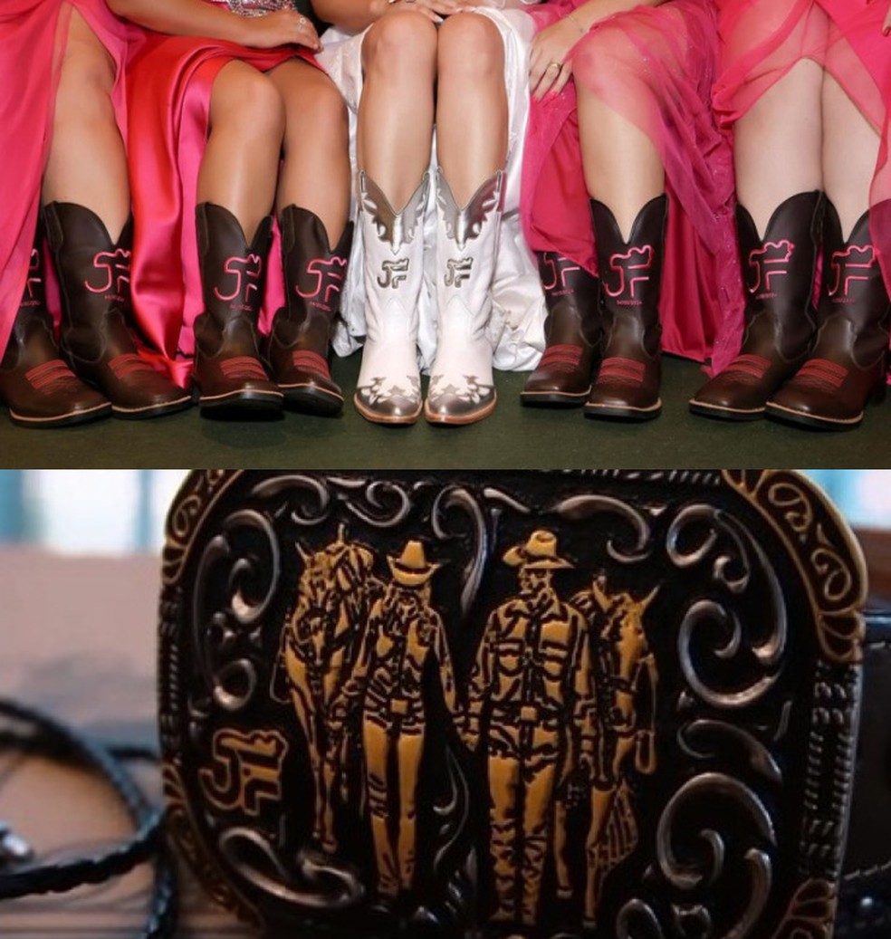 Bota e fivela personalizados para o casamento em Mato Grosso do Sul — Foto: Arquivo pessoal