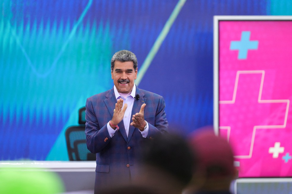 Nicolás Maduro apresenta programa de auditório em Caracas, em 2 de setembro de 2024 — Foto: Marcelo Garcia/Miraflores Palace/Handout via Reuters