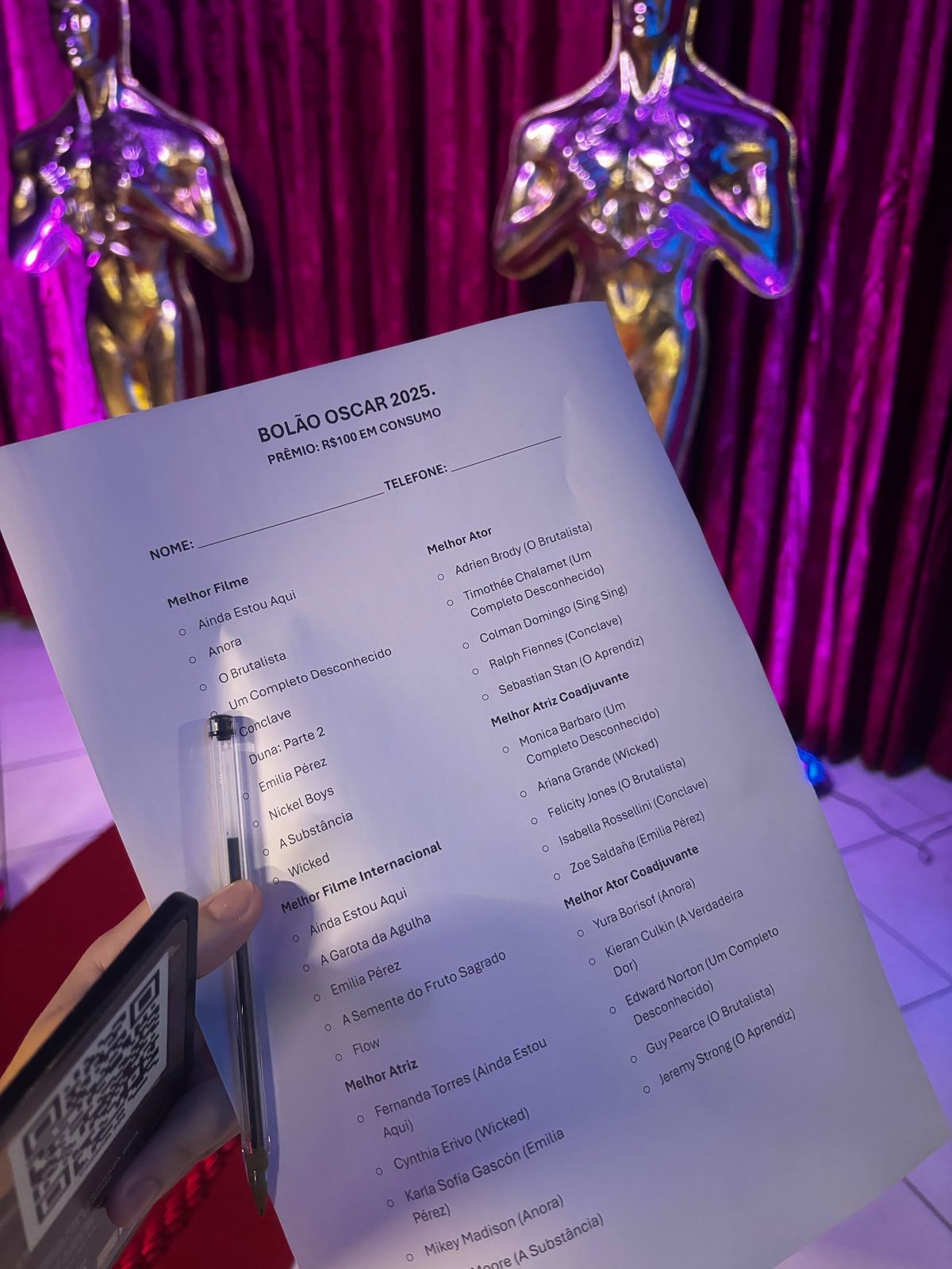 Restaurante de Cuiabá faz bolão do Oscar 2025 — Foto: Sofia Pontes/g1