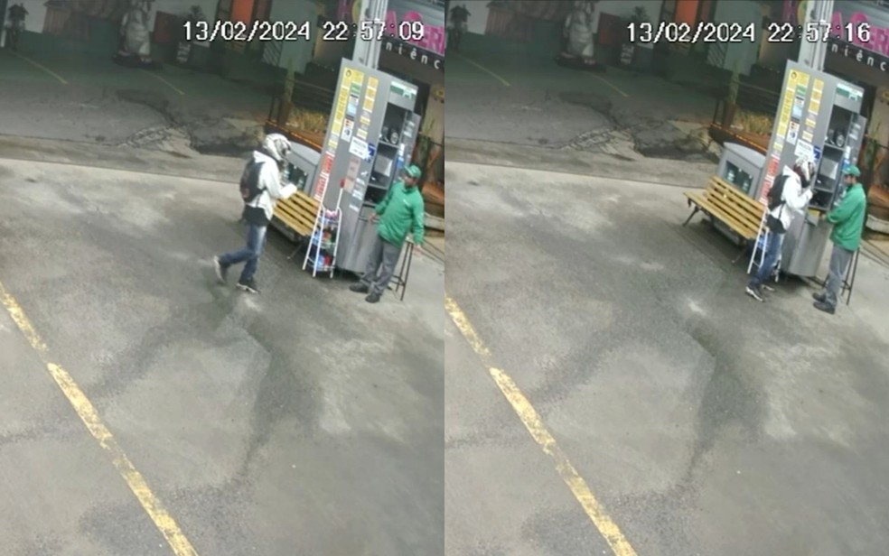 Posto de combustíveis é roubado à mão armada na Avenida João Pinheiro, em Poços de Caldas, MG — Foto: Reprodução / Câmera de segurança