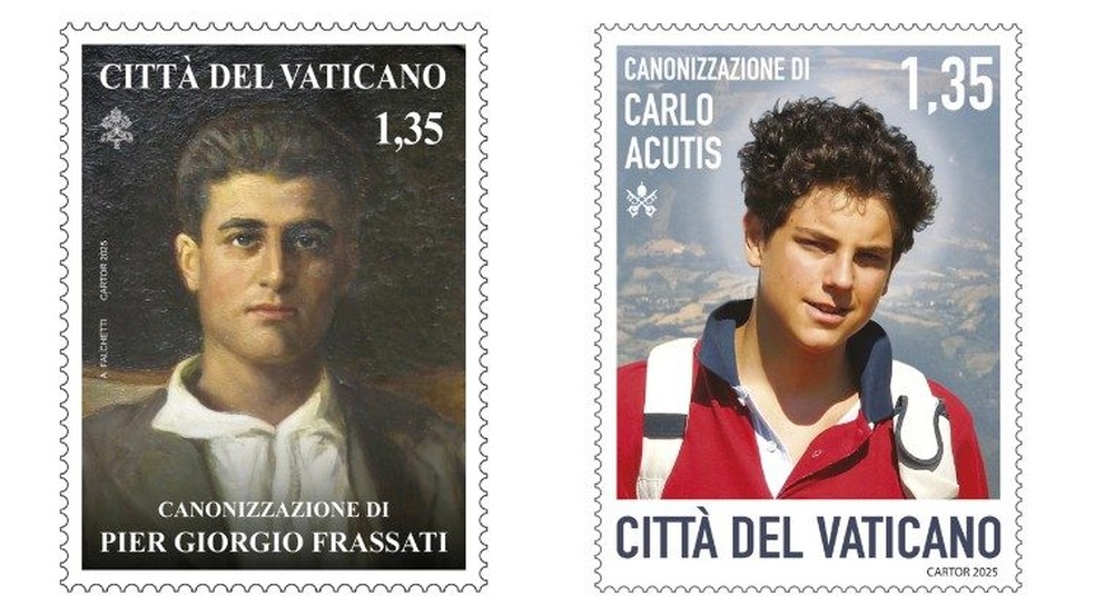 Selo comemorativo de Carlo Acutis será lançado pelo Vaticano junto com sua canonização em 7 de setembro de 2025. — Foto: Reprodução/Vatican News