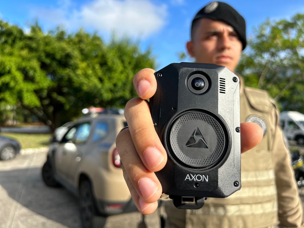 Inicialmente, câmera corporal será instalada apenas em fardas de PMs da capital — Foto: Rafael Rodrigues/Ascom SSP