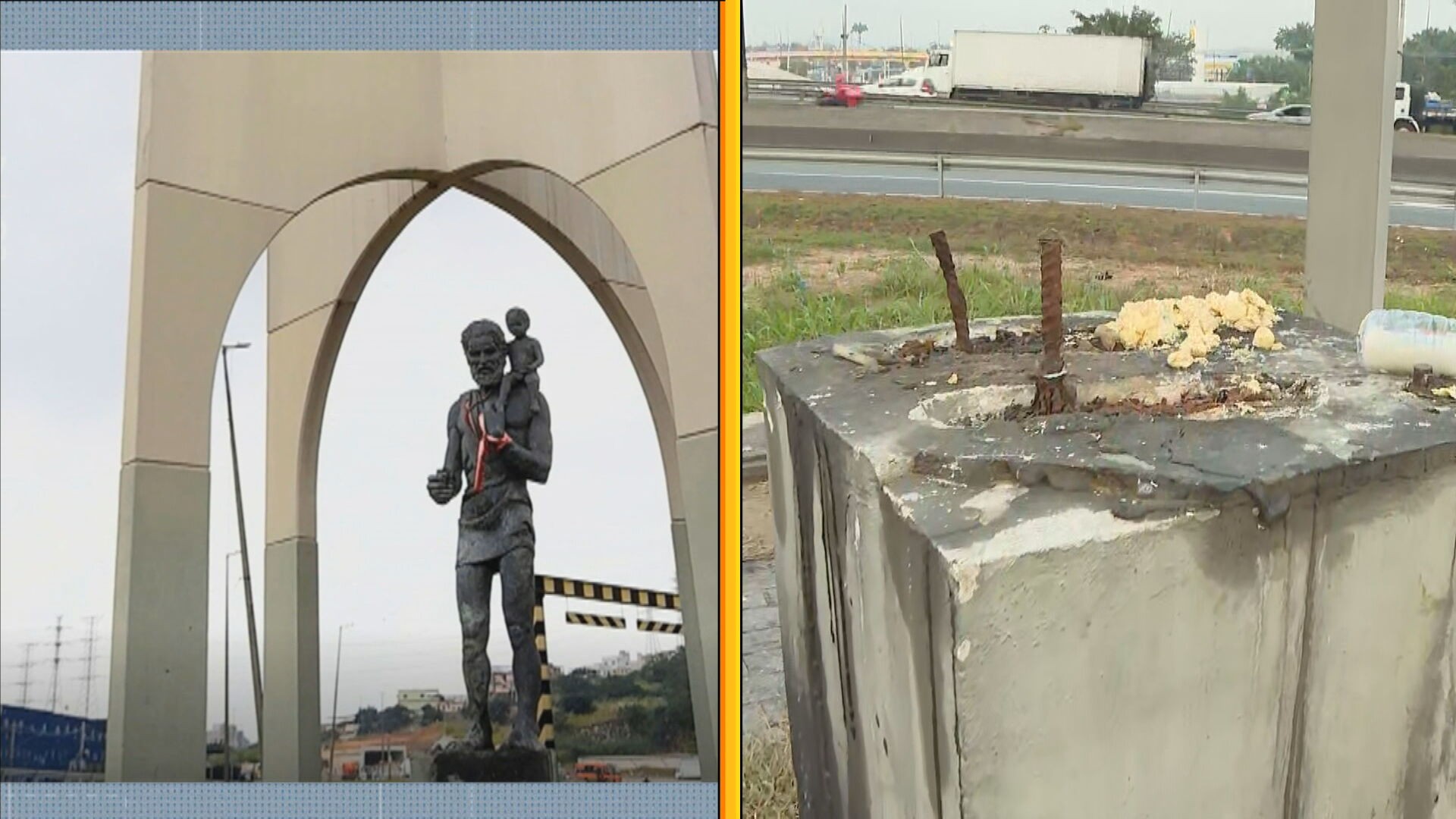 Estátua de São Cristóvão do Trevo das Margaridas é furtada na véspera do dia do santo