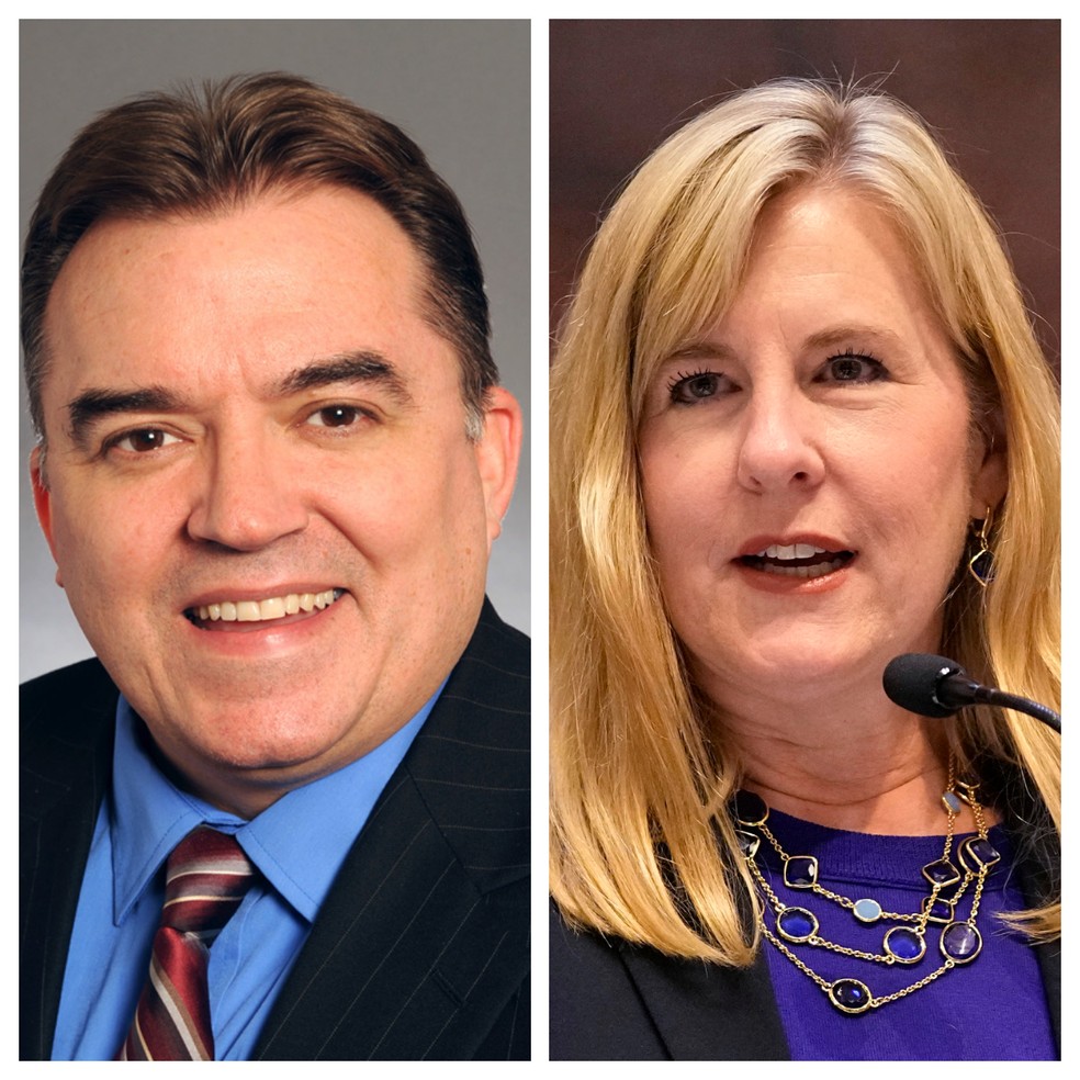O senador estadual John Hoffman e a deputada estadual de Minnesota, Melissa Hortman — Foto: AP/Abbie Parr/Minnesota Senate photographer's office
