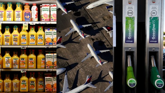 Ações da Embraer disparam 10% com exceção ao tarifaço de Trump - Alimentos, combustíveis, aviões e veículos não estarão sujeitos à tarifa extra de 40% sobre produtos brasileiros, totalizando 50%, anunciada por Donald Trump. Medida começa a valer no dia 6 de agosto.