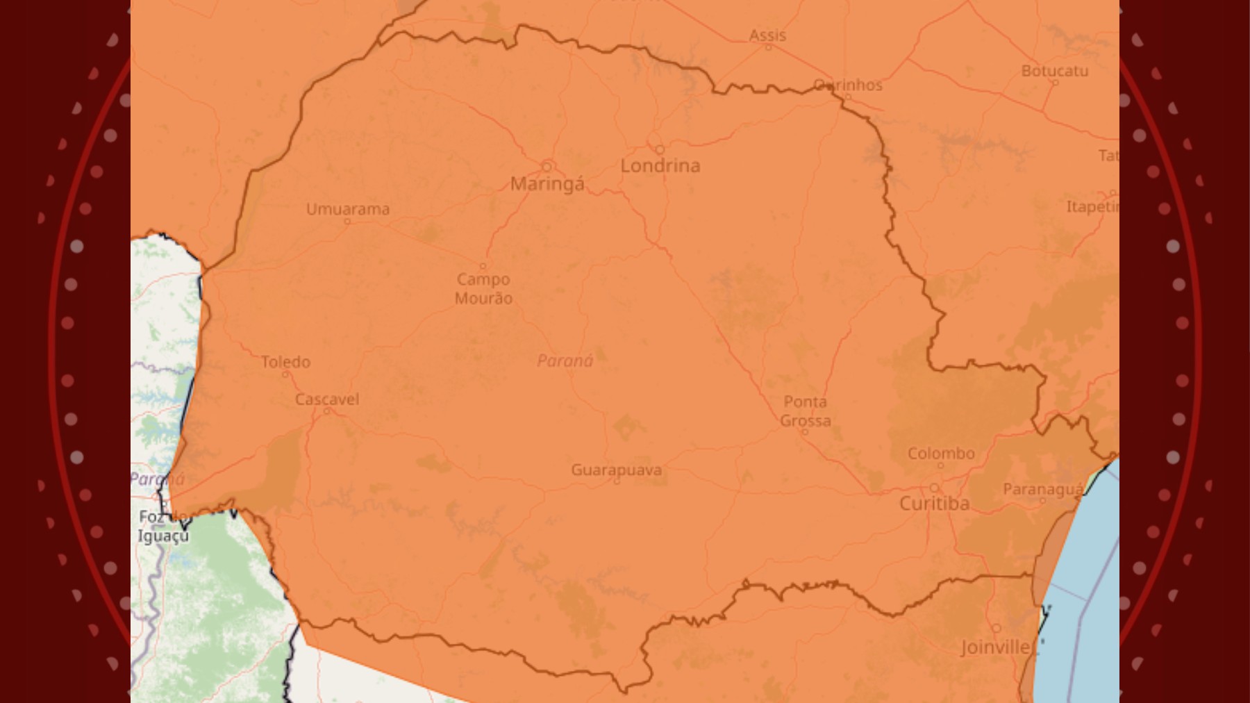 Paraná recebe novo alerta sobre perigo de tempestades com ventos de até 100 km/h; veja previsão do tempo