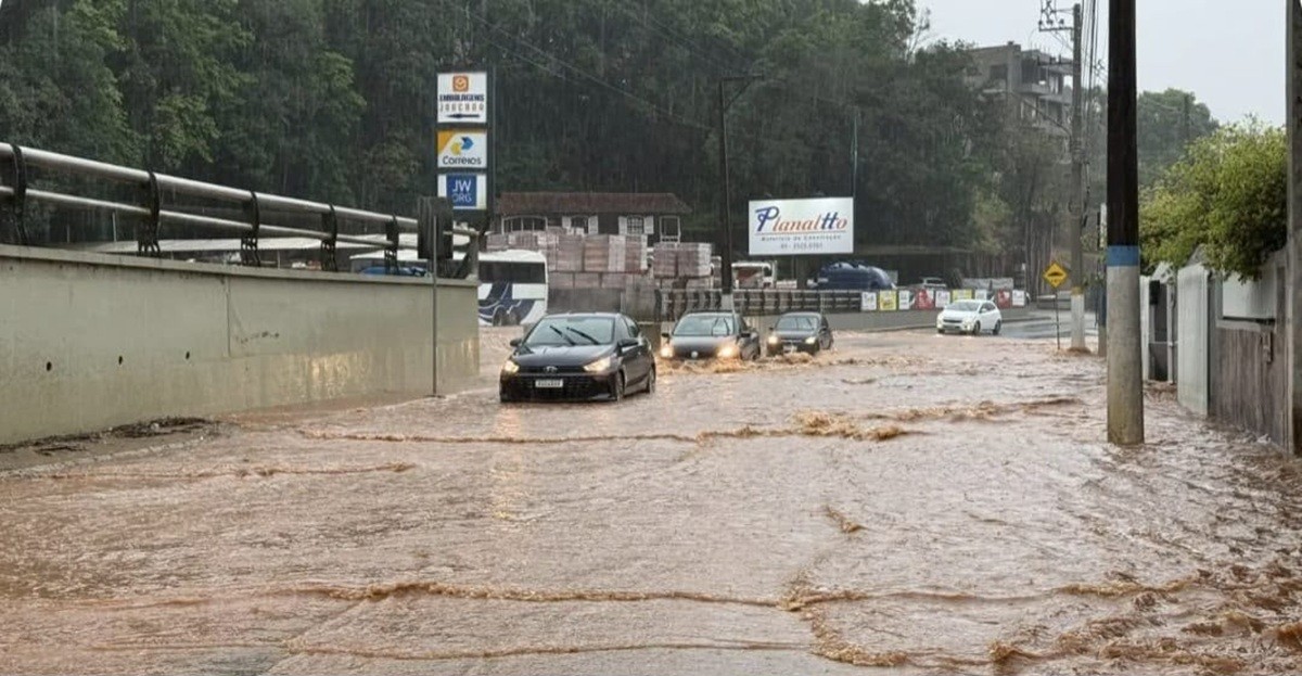 Fortes chuvas transformam ruas em rios, arrastam carros e deixam desabrigados em SC; veja situação em cada região