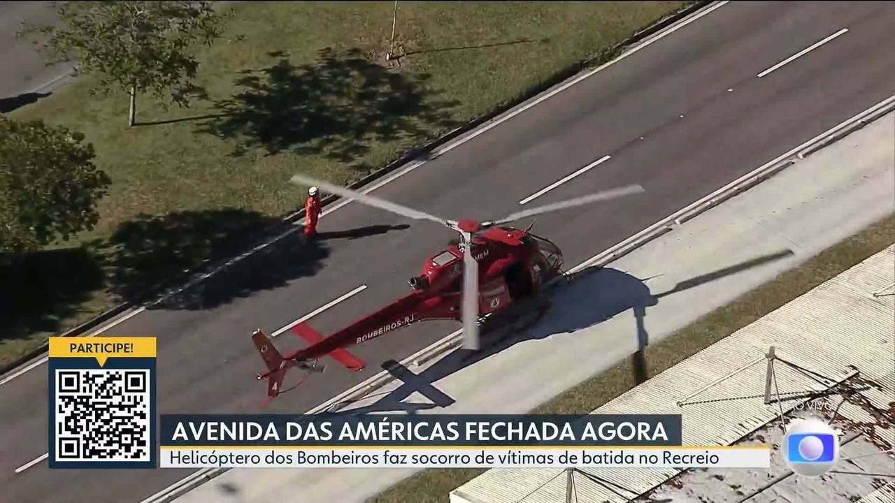 Avenida das Américas é fechada para resgate de helicóptero