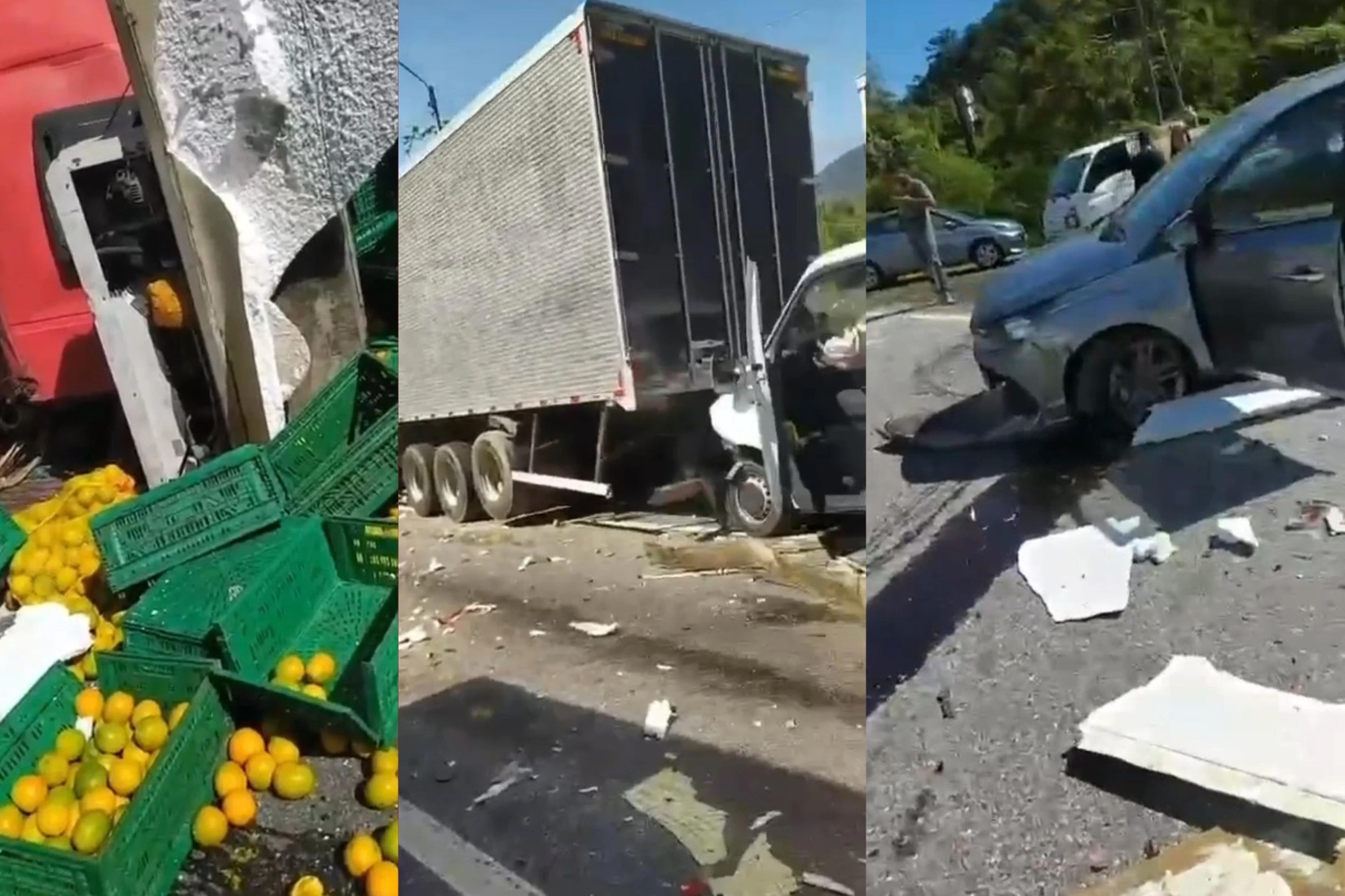 Engavetamento com pelo menos sete veículos bloqueia BR-376, no litoral do Paraná; VÍDEO