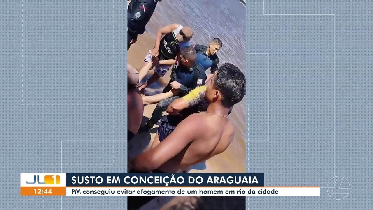 PM resgata homem que se afogava no rio em Conceição do Araguaia, no Pará