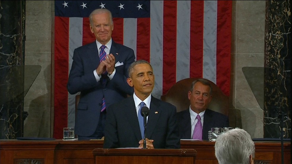 Obama faz o discurso do Estado da União em 2015 — Foto: GloboNews