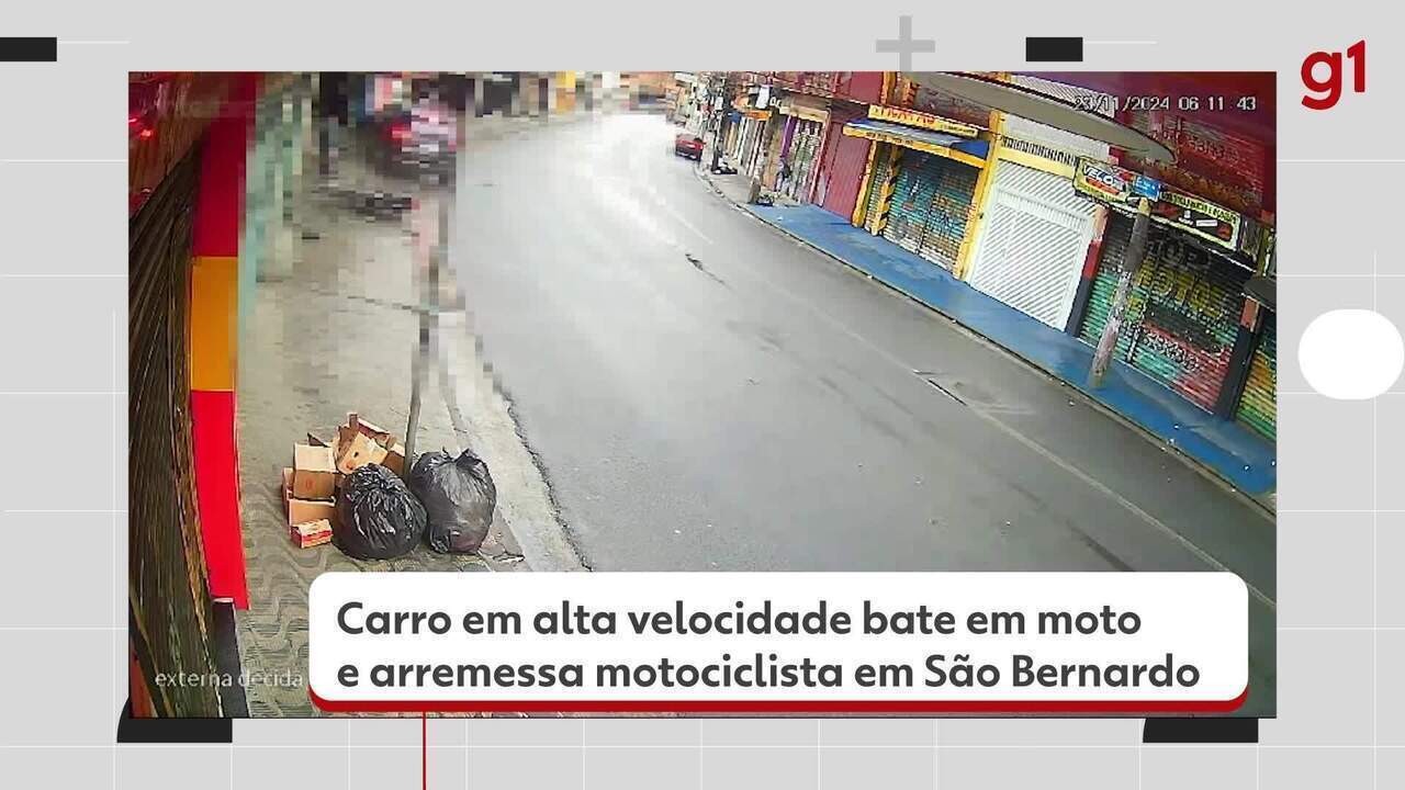 Câmera flagra motociclista sendo arremessado após ser atingido por carro em alta velocidade; VÍDEO 