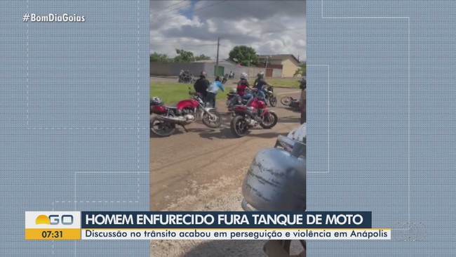 Homem fura tanque de combustvel de moto aps briga no trnsito, em Anpolis