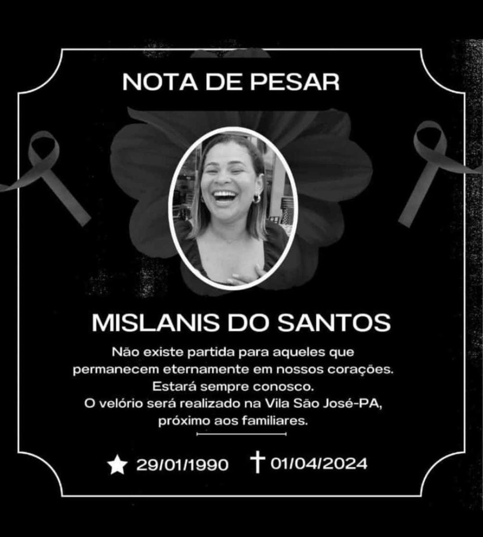 Mislanis dos Santos, 34 anos, morreu no local — Foto: Reprodução