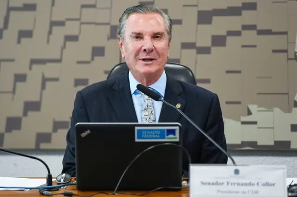 Fernando Collor em 2022, durante mandato no Senado; por ser parlamentar na época, ele foi julgado pelo STF — Foto: Jefferson Rudy/Agência Senado