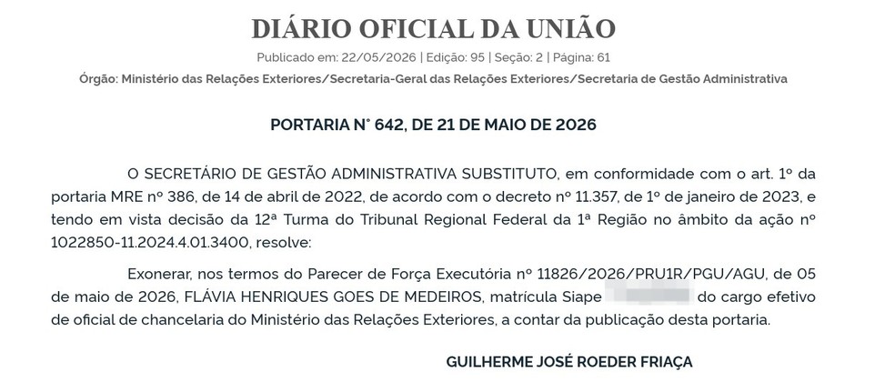 Candidata autodeclarada negra é exonerada do Itamaraty — Foto: Reprodução