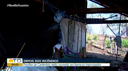 Famílias de Centenário estão morando em barracos improvisados após incêndio destruir casas
