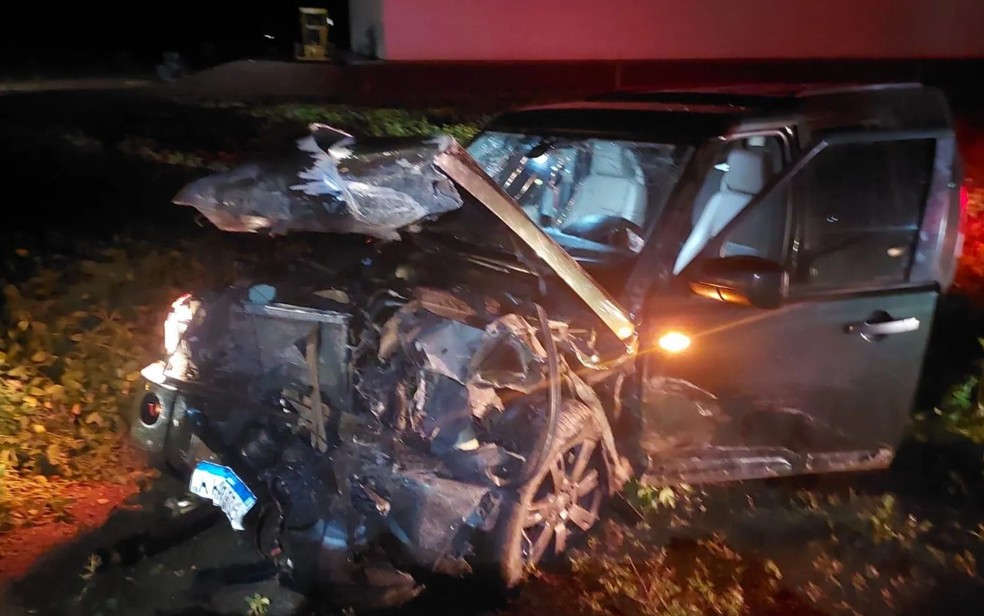 Motorista morre e filho fica ferido em acidente na GO-010  Foto: Corpo de Bombeiros/Divulgao