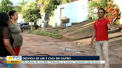 Buracos em asfalto geram reclamações de moradores da rua Belo Horizonte no Aureny I