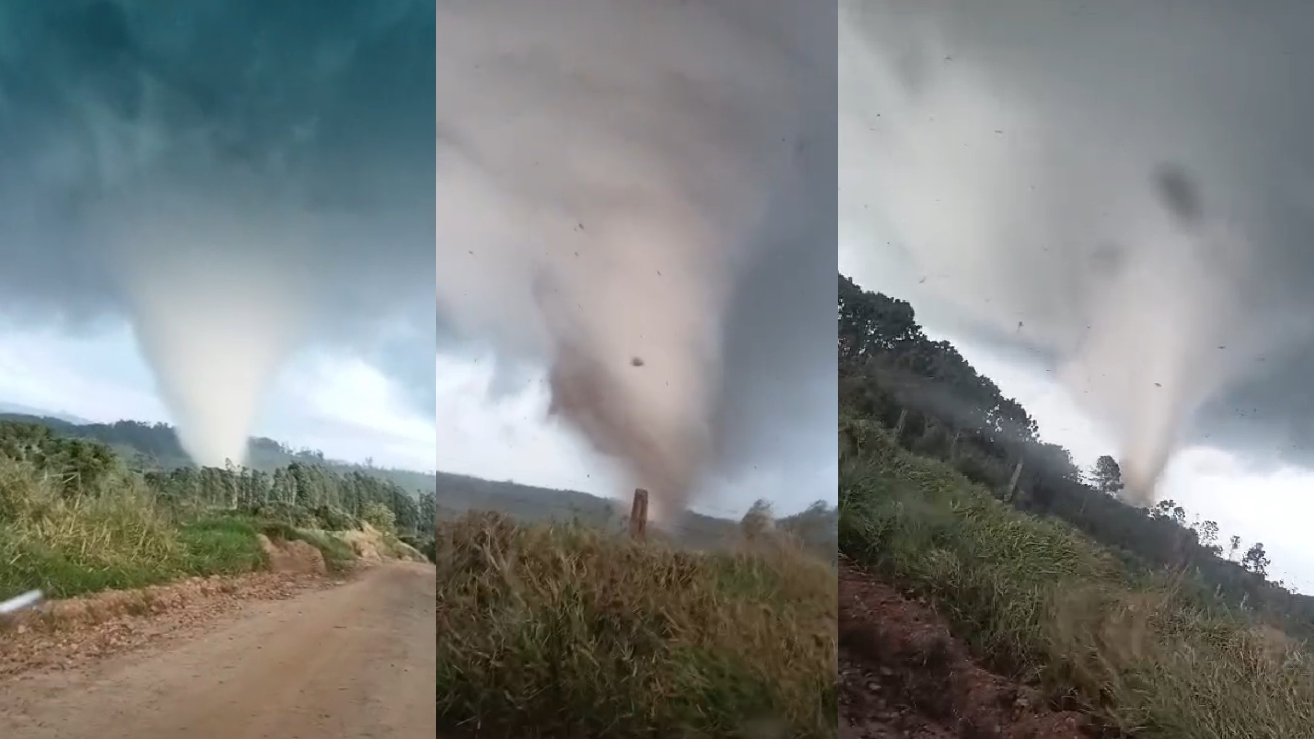 Agricultor chama atenção por tranquilidade enquanto filmava tornado no Paraná: 'Se apavorar é pior'