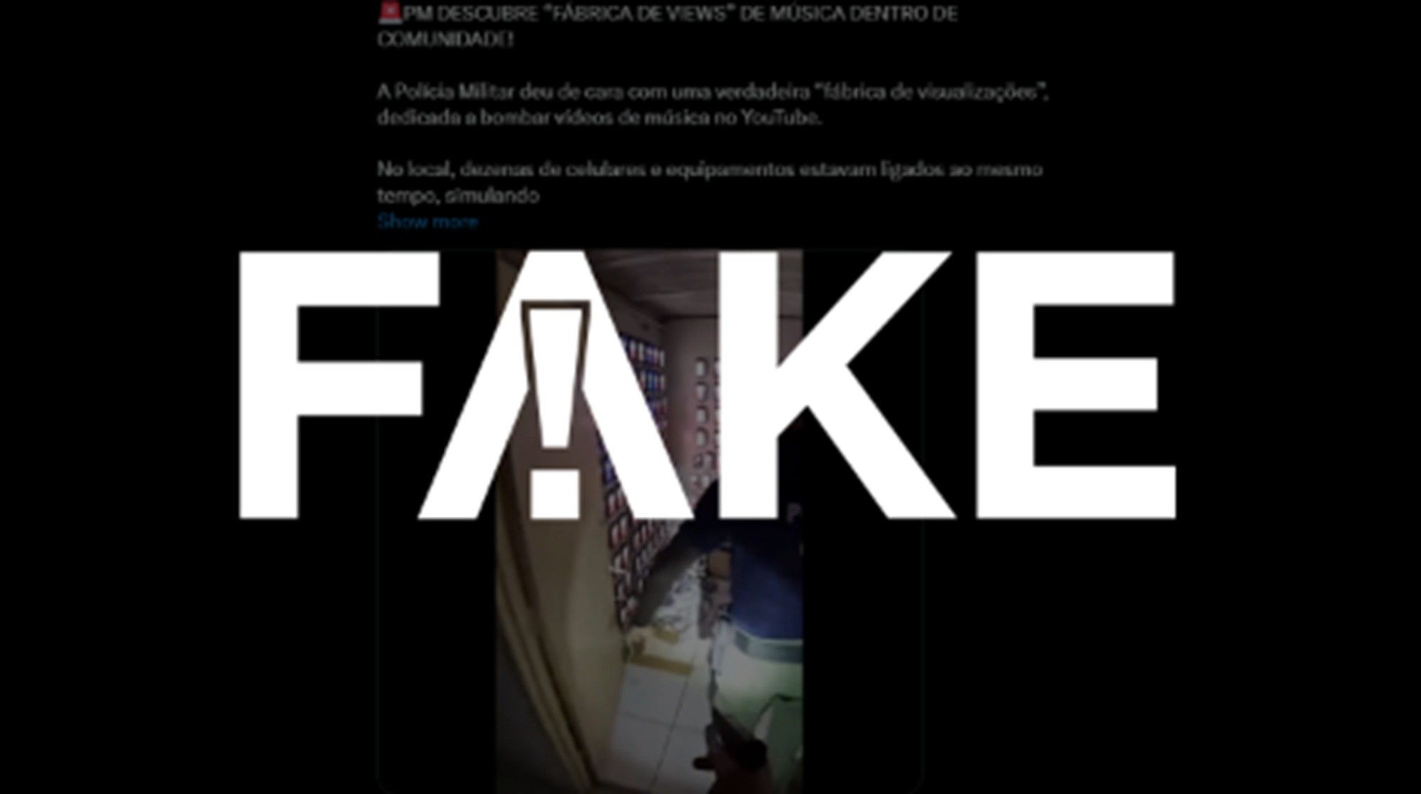 É #FAKE vídeo que mostra polícia achando 'fábrica de visualizações' de conteúdos do YouTube; cena foi criada com inteligência artificial