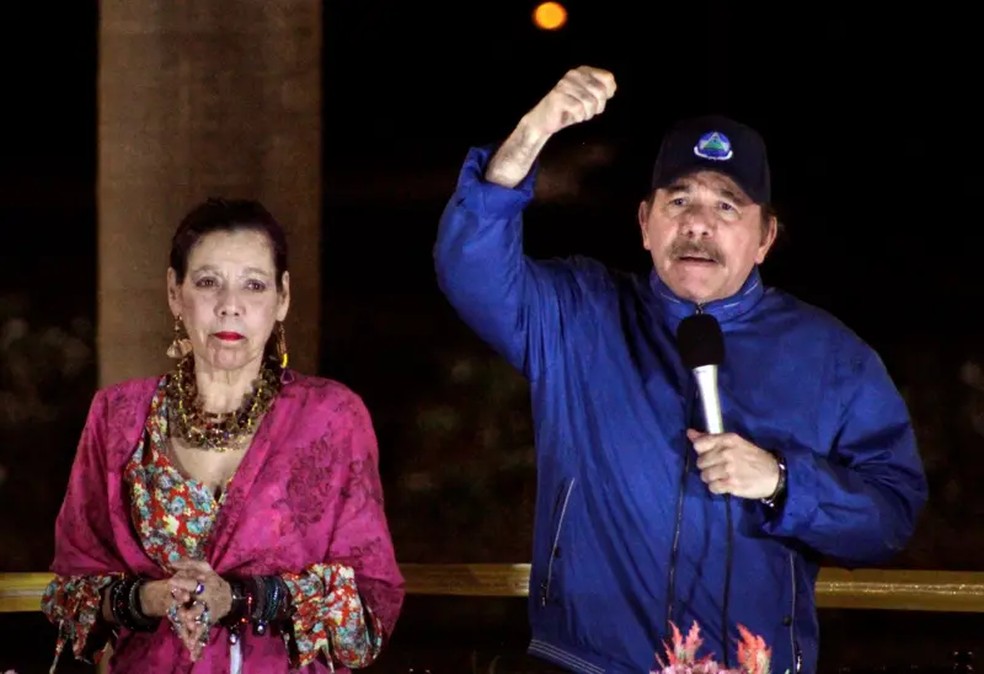 Daniel Ortega, presidente da Nicarágua, e a sua esposa e vice-presidente, Rosario Murillo — Foto: GETTY IMAGES