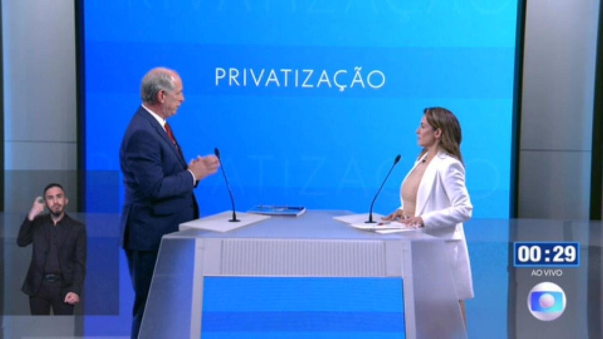 Debate para presidente na Globo Ciro Gomes PDT pergunta para Soraya Thronicke Uni o Brasil sobre privatiza es