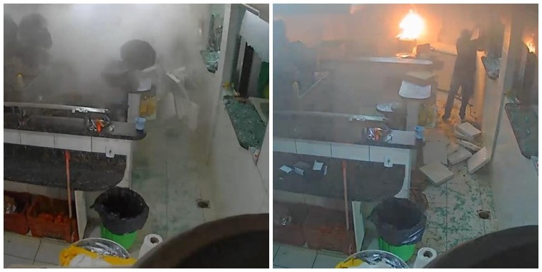 Vídeo: Panela de pressão explode e fritadeira elétrica industrial pega fogo em pizzaria de MG 