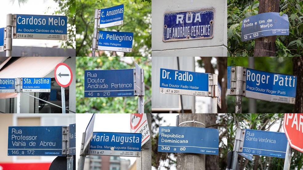 Montagem de fotos com placas de ruas de So Paulo. — Foto: Fbio Tito/g1