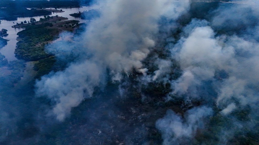 Incêndio destrói extensa área de floresta em Itacoatiara — Foto: Liam Cavalcante/Rede Amazônica