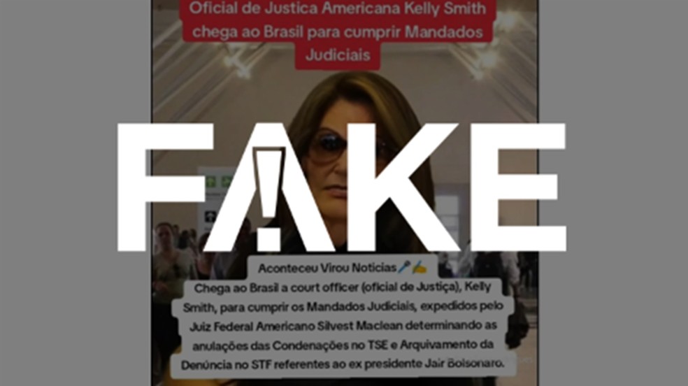 É #FAKE post que oficial de justiça traz mandado de juiz americano que anula decisões do STF contra Bolsonaro — Foto: Reprodução