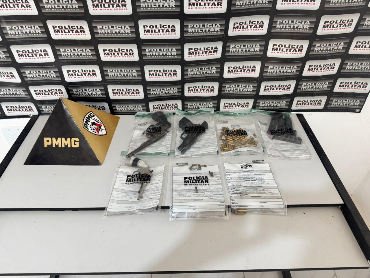 Três armas e quatro carregadores são encontrados dentro de colchão em Mathias Lobato 