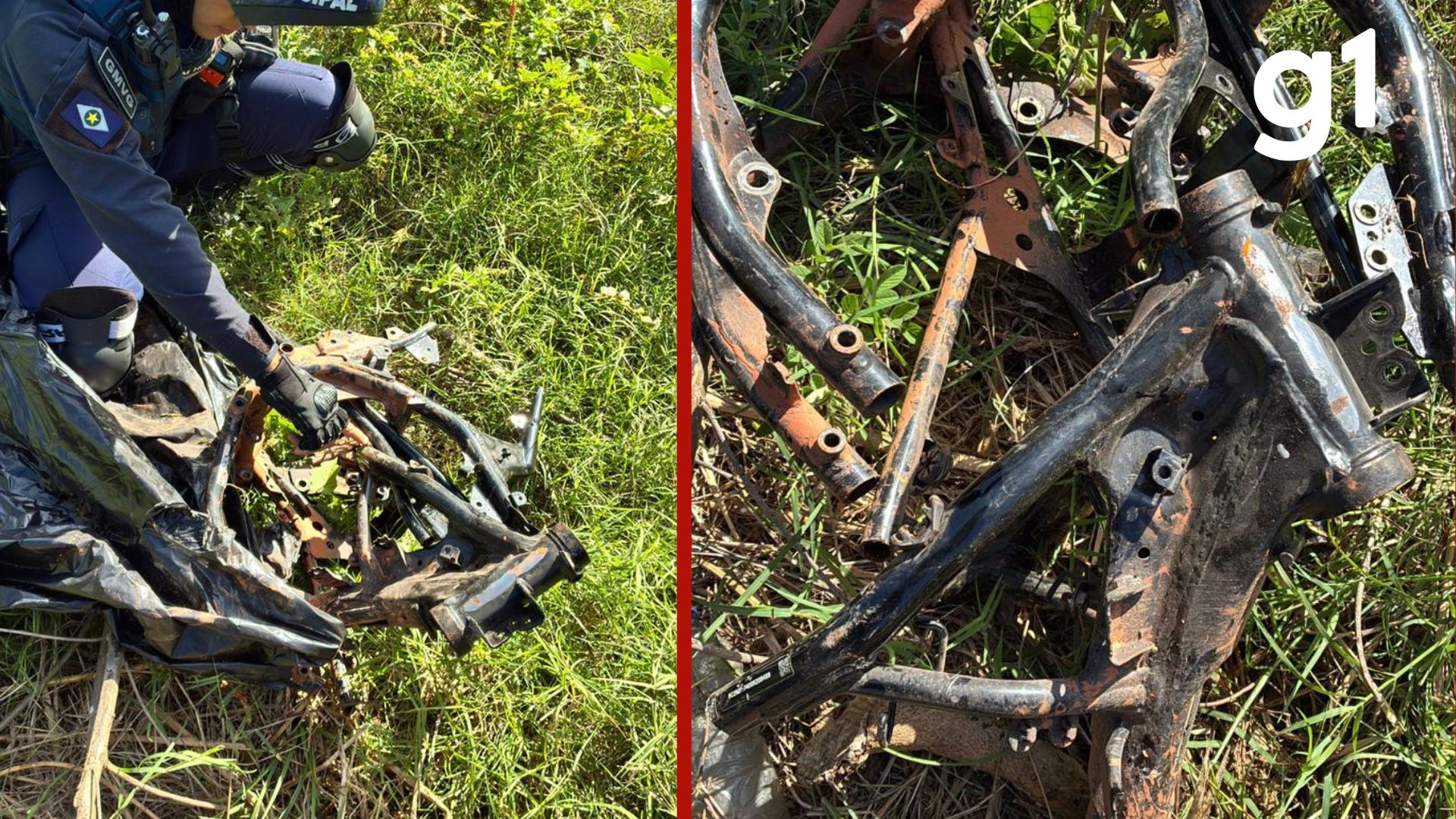 'Cemitério' de motos furtadas é encontrado em área de mata em Várzea Grande (MT)