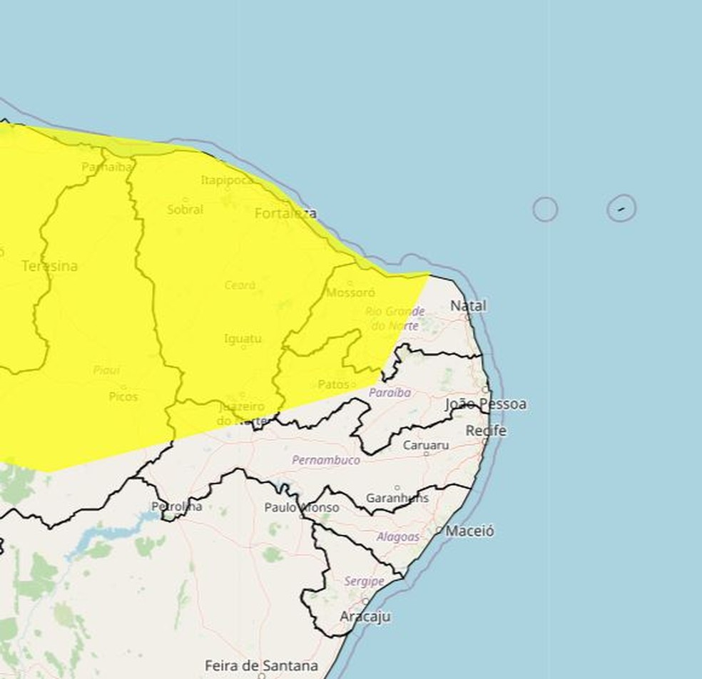 Cidades atingidas pelo alerta do Inmet — Foto: Divulgação