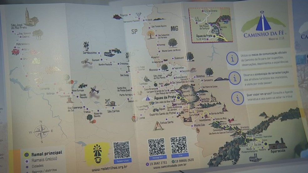 Trajeto de romeiros entre Rio Preto e Aparecida (SP) tem 894 quilômetros — Foto: Reprodução/TV TEM