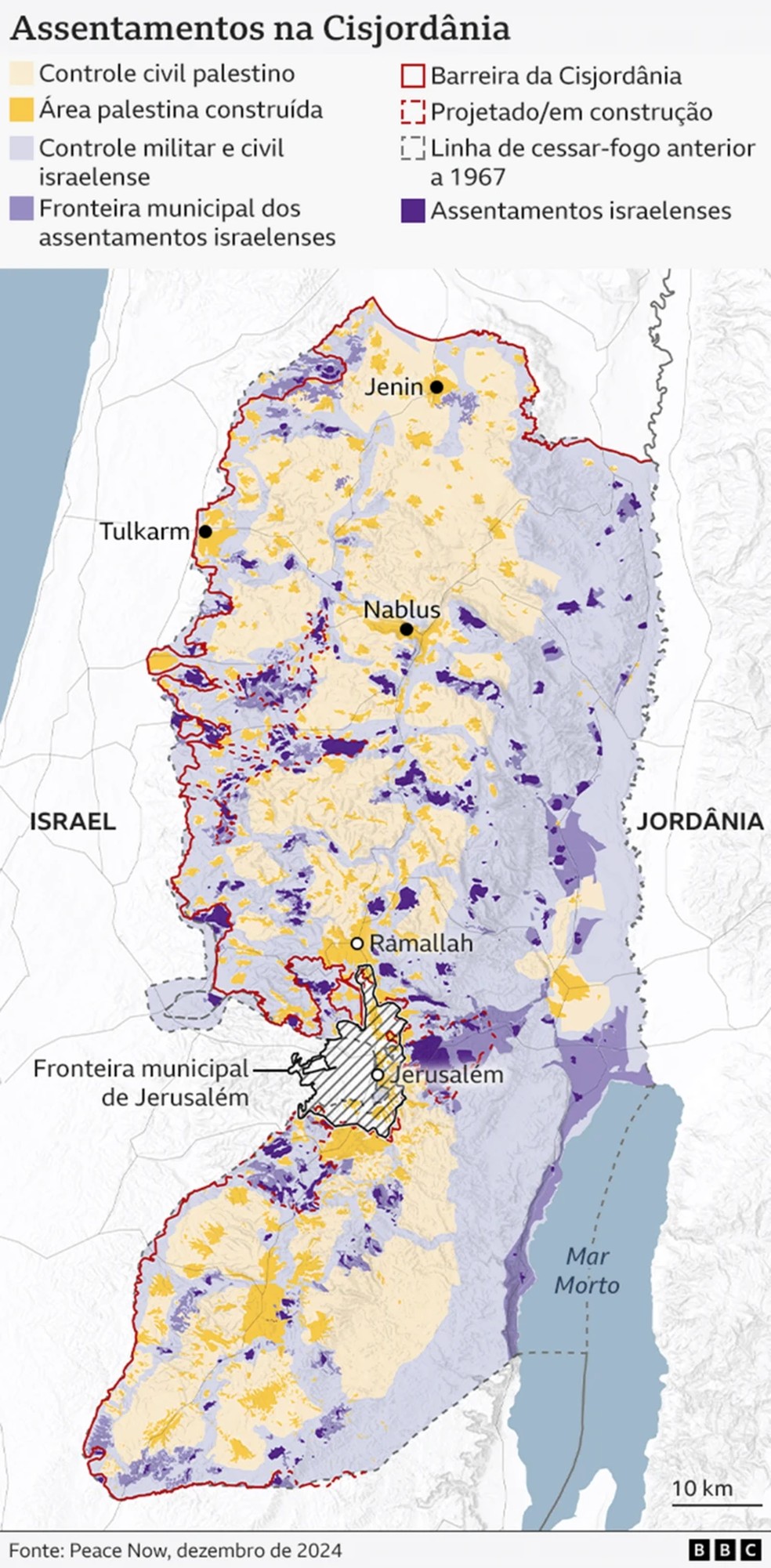 Assentamentos israelenses na Cisjordânia. — Foto: BBC